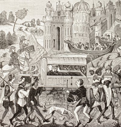 Robert I, Duc de Normandie, est porté dans sa litière par des Nègres, de 
