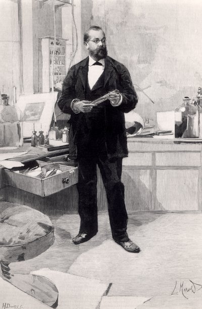 Robert Koch (1843-1910) dans son laboratoire, de Le Monde Illustré, 29 novembre 1890 - French School