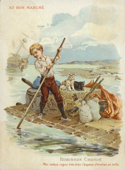 Robinson Crusoé sur un radeau - French School