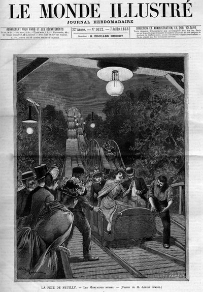 Montagnes russes, à la fête de Neuilly sur Seine, juillet 1888. Couverture du journal « Le Monde Illustré ». - French School