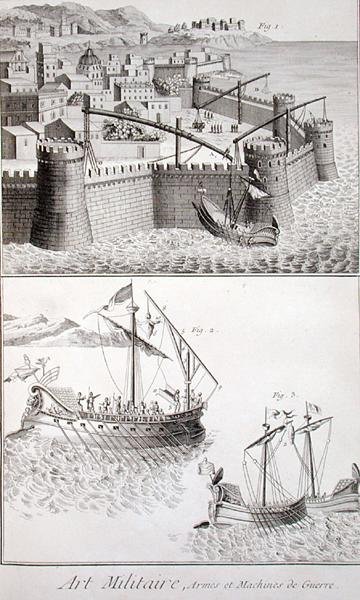 Machinerie romaine pour la guerre navale, de 