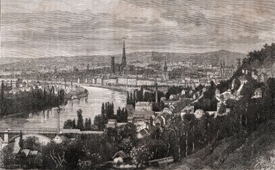 Rouen - Seine-Maritime - gravure dans "La France illustrée : géographie, histoire, administration statistique" par V.A. Malt-Brown. 1884 - French School