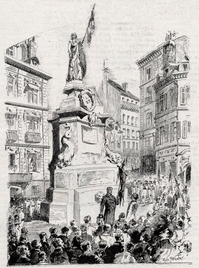 Rouen : membres de la Ligue des Patriotes devant la statue de Jeanne d