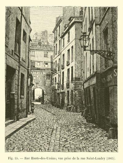 Rue Haute-des-Ursins; vue prise de la rue Saint-Landry, 1865 - French School
