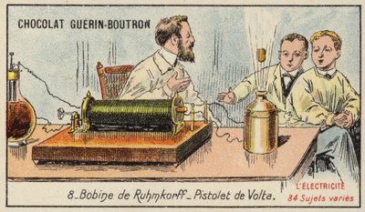 Bobine de Ruhmkorff et pistolet électrique de Volta - French School