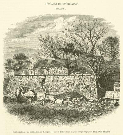 Ruines aztèques de Xochicalco, au Mexique - French School