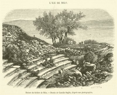 Ruines du théâtre de Milo (gravure) - French School