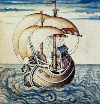 SMM2 p.8 Navire à voile, du Théâtre des Vices et Vertus, par Jan van der Noot (c.1539-95) - French School