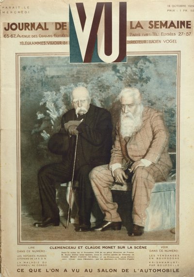 Sacha Guitry (1885-1957) jouant Claude Monet (1840-1926) et Jean Perier jouant Georges Clemenceau (1841-1929) dans une scène de Histoires de France, de Vu magazine, 16 octobre 1919 - French School