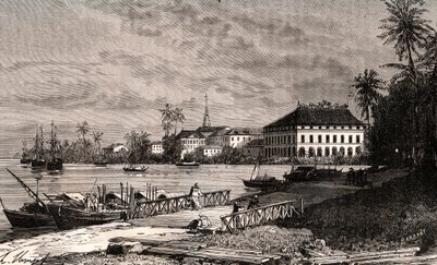Saigon - Vietnam - Ho-Chi-Minh-Ville - gravure dans «La France illustrée: géographie, histoire, administration statistique» par V.-A. Malt-Brown. 1884 - French School