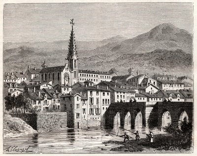 Saint-Antonin-Noble-Val - Languedoc-Roussillon-Midi-Pyrénées - gravure dans "La France illustrée: géographie, histoire, administration statistique" par V.A. Malte-Brun. 1884 - French School