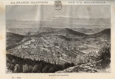 Saint-Étienne - gravure dans "La France illustrée: géographie, histoire, administration statistique" par V.A. Malt-Brown. 1884 - French School