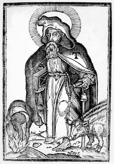 Saint Antoine le Grand, frontispice de In Symbolicam S.Antonii Magni Imaginem Commentatio par Théophile Raynaud, publié en 1659 - French School