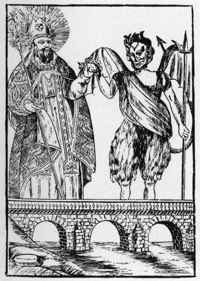Saint Cado (ou Cadoc ou Catuod ou Catoc ou Cazut ou Cadochus) saint légendaire chrétien donne un chat au diable en échange de la construction d