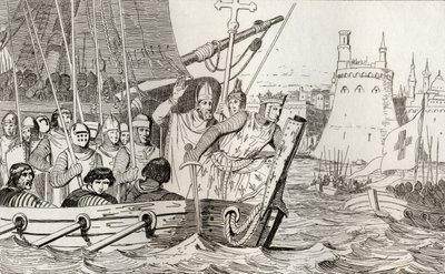 Saint Louis IX (1214-70) mène ses troupes au combat, de 