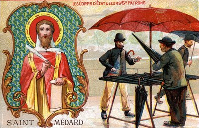 Saint Médard, Saint Patron des Vendeurs de Parapluies, c.1910 - French School
