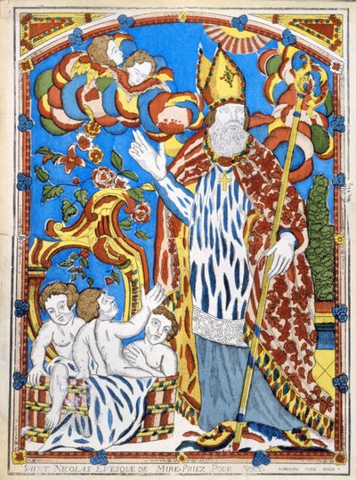 Saint Nicolas, évêque de Myre, priez pour nous. - French School