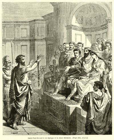 Saint Paul devant le roi Agrippa et la reine Bérénice (gravure) - French School