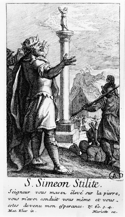 Saint Siméon le Stylite sur sa colonne - French School
