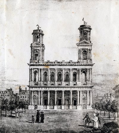 Église Saint-Sulpice, Paris - "Alphabet Pittoresque des Monuments de Paris" vers 1840 (gravure) - French School