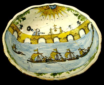 Bol à salade représentant un pont sur la Loire - French School