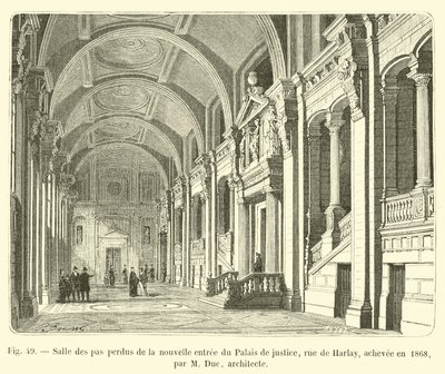 Salle des pas perdus de la nouvelle entrée du Palais de justice, rue de Harlay, achevée en 1868, par M. Duc, architecte - French School