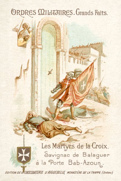 Savignac de Balaguer, porte-étendard des Chevaliers de Malte, devant la Porte de Bab-Azoun, Alger - French School