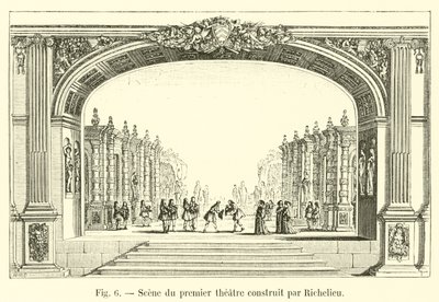 Scène du premier théâtre construit par Richelieu - French School
