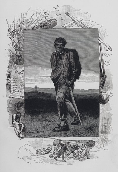 Scène des Misérables, de Victor Hugo : Jean Valjean - French School