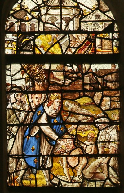 Scène de la vie de Saint Louis : enterrer les morts - French School
