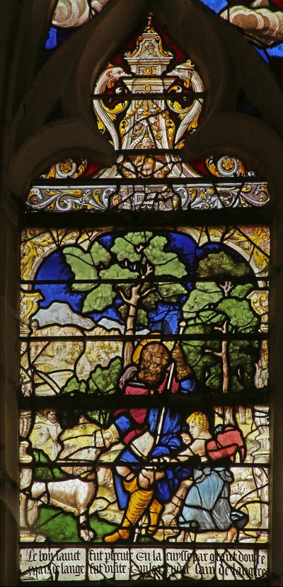 Scène de la vie de Saint Roch : il est soutenu par un ange et un chien vivant dans la forêt - French School