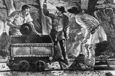 Scène dans une mine de charbon, illustration de Germinal par Émile Zola (1840-1902), 1886 - French School