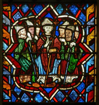 Scène dans la fenêtre E représentant Saint Magloire, évêque de Dol - French School