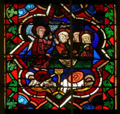 Scène dans la fenêtre E représentant les trois Marie au tombeau de la Résurrection - French School