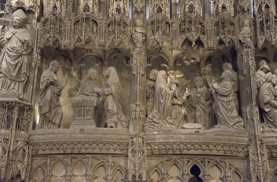 Scène du chœur de la cathédrale de Chartres : à gauche : apparition du Christ à sa mère, à droite : ascension - French School
