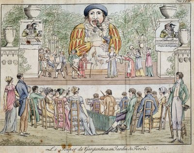 Scène du dîner de Gargantua avec public, attraction du jardin de Tivoli, c. 1805 - French School
