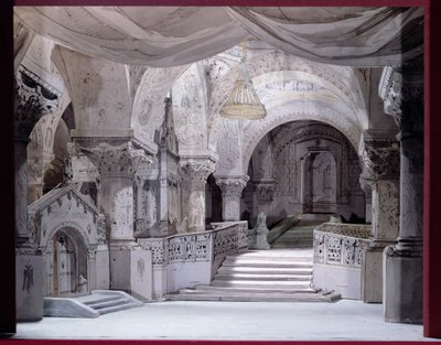 Décor de scène pour une représentation de Hernani par Victor Hugo (1802-85), 1867 - French School