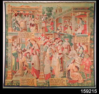 Scènes de la vie de Saint Remi (d.533) évêque de Reims : Le Miracle du Testament du Riche et la Résurrection d