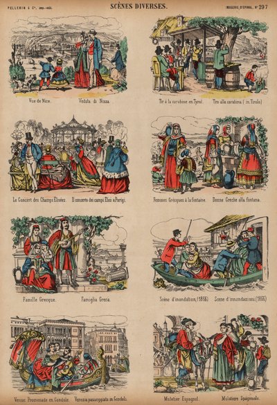 Scènes de divers lieux européens - French School