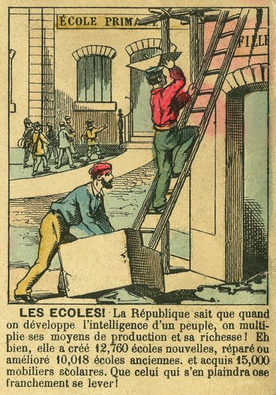 Les Écoles, illustrant les bienfaits de la Troisième République pour le développement de l