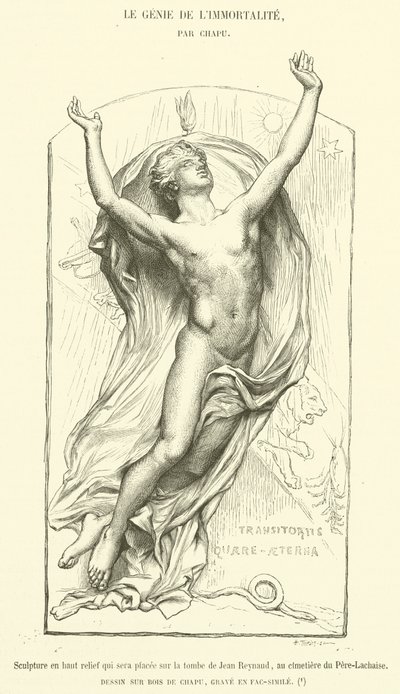 Sculpture en haut relief qui sera placée sur la tombe de Jean Reynaud, au cimetière du Père-Lachaise - French School