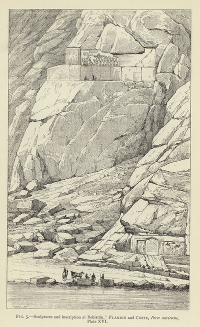 Sculptures et inscription à Behistun - French School