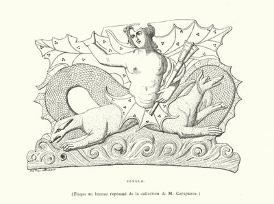 Scylla, plaque de bronze grecque antique - French School