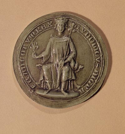 Sceau de Louis IX (1214-70) tenant un sceptre et une fleur de lys, vers 1252 - French School