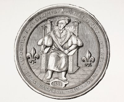 Sceau du Roi de la Basoche, chef de la guilde des clercs de justice du système judiciaire de Paris, de Les Arts au Moyen Âge, publié en 1873 - French School