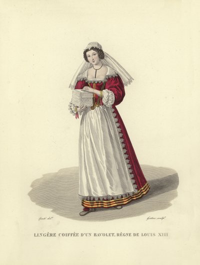 Couturière portant une valance, règne de Louis XIII de France - French School