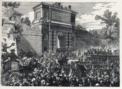 Deuxième coalition : la bataille de Hohenlinden (près de Munich, Allemagne) le 12 Frimaire an IX (3 décembre 1800) entre les troupes françaises du général Jean Victor Moreau et les forces autrichiennes et bavaroises commandées par l