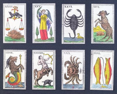 Sélection de cartes de tarot astrologiques - French School