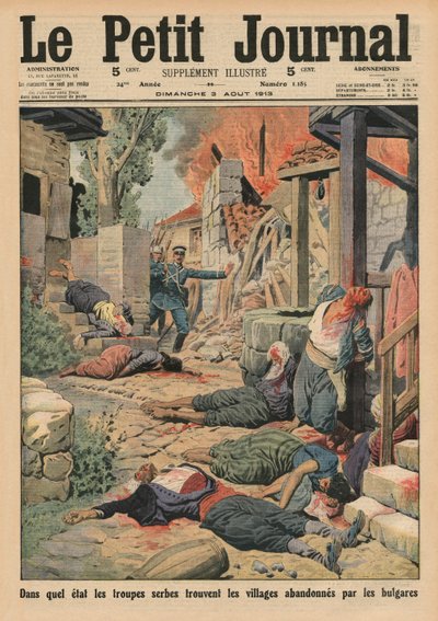 Troupes serbes arrivant dans les villages abandonnés par les Bulgares, illustration de couverture de 