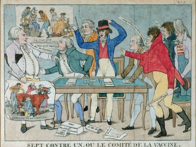Sept contre un, ou le Comité de la Vaccine, vers 1800 - French School